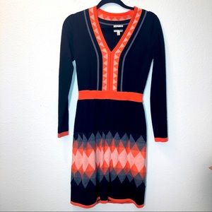 MILLY of NEW YORK wool long sleeve v-neck dress size petite